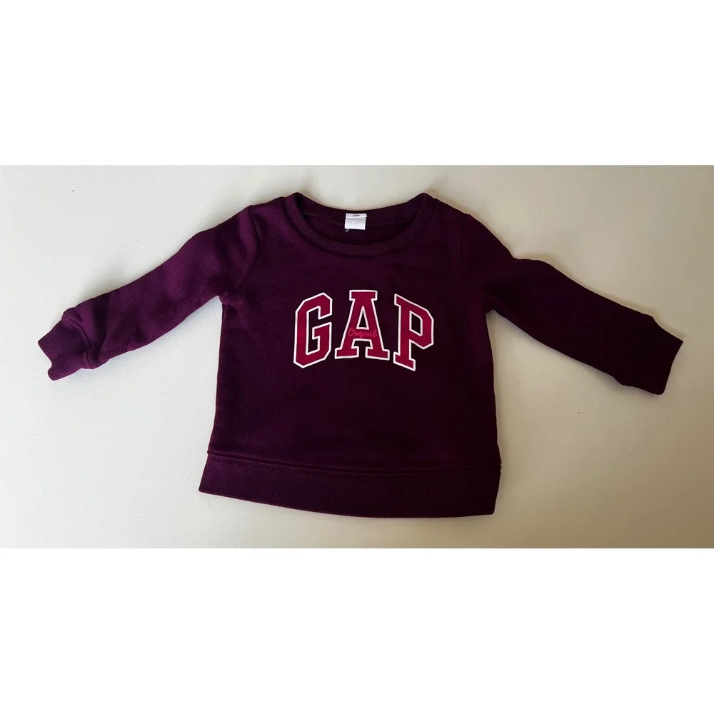 GAP Baby Girl's Crew Neck Sweatshirt Top‎ Logo Active Beach Plum 12-18 Months